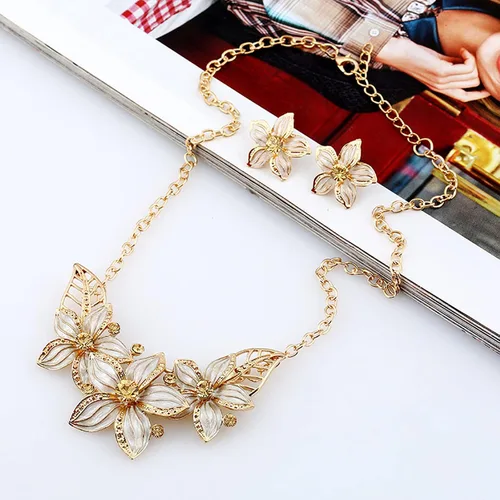 Vista 5 de Zittop Juego de collar y pendientes chapados en oro para mujer
