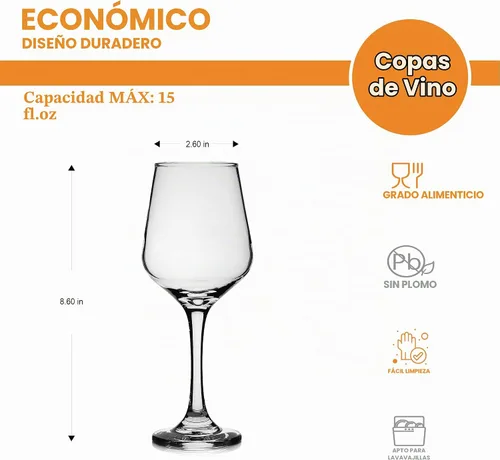 Vista 6 de LUXU Juego de copas de vino de 4,15 onzas líquidas