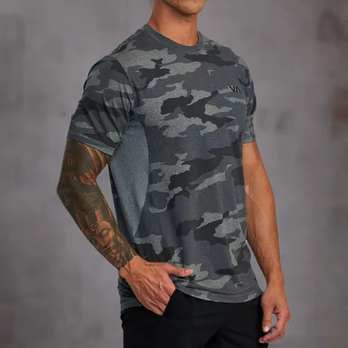 Vista 8 de RVCA Camiseta deportiva de manga corta con cuello redondo para hombre