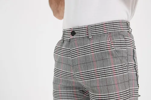 Vista 6 de Plaid&Plain Pantalones a cuadros para hombre, pantalones de vestir ajustados para hombre, pantalones chinos ajustados para hombre