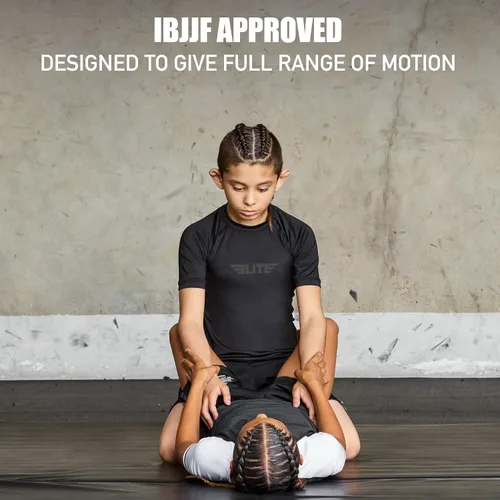Vista 6 de Elite Sports Protector de Erupción de Jiu Jitsu para Niños BJJ, Camiseta de Compresión de Manga Corta para Entrenamiento Nogi para Niños y Niñas