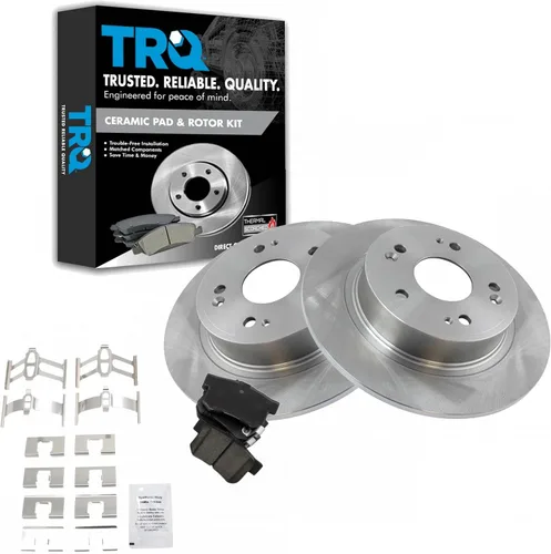 Vista 117 de TRQ Juego de pastillas de freno y rotor de cerámica trasera compatible con Honda Accord V6 1998-02 3.0L con frenos de disco traseros 02-06 Acura RSX