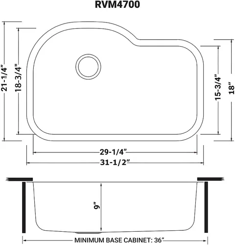 Vista 8 de Ruvati RVM4700 Fregadero de Cocina Bajo Encimera de 31.5 Pulgadas - Fregadero de Cocina de Acero Inoxidable Calibre 16 de Un Solo Seno con Acabado