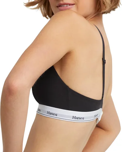 Vista 3 de Hanes Originals - Bralette corto para mujer, brasier de algodón elástico transpirable, paquete de 2