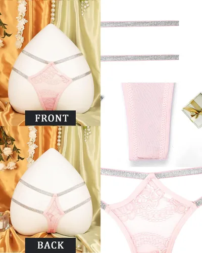 Vista 5 de Ropa interior con purpurina transpirable con encaje sexy para mujer