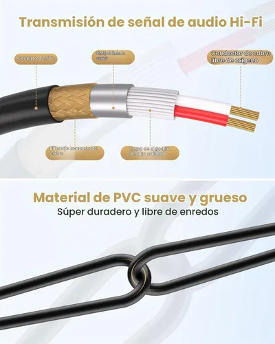 Vista 4 de Tisino - Cable de micrófono con conector hembra XLR a conector mono TS de 1/4 (6,35 mm) desequilibrado para micrófono dinámico - 2,01 m/6,6 pies