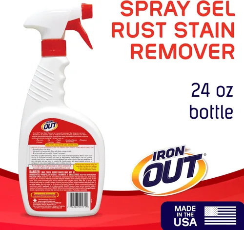 Vista 2 de Iron OUT Gel en aerosol removedor de manchas de óxido, elimina las manchas de óxido en baños, cocinas, lavandería y exteriores, fabricado
