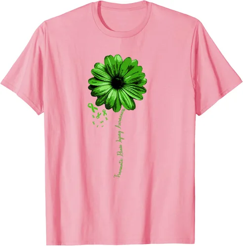 Vista 53 de Camiseta de conciencia de lesiones cerebrales traumáticas con cinta verde guerrero, Negro, S
