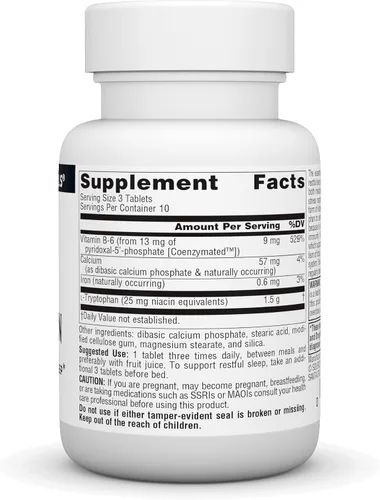Vista 2 de Source Naturals L-triptófano con coenzima B-6 500 mg - 30 Tabletas
