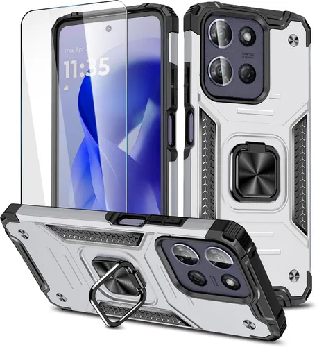 Vista 12 de Funda delgada para Moto One 5G Ace con protector de pantalla, absorción de golpes, resistente a prueba de caídas, con soporte de automóvil, funda
