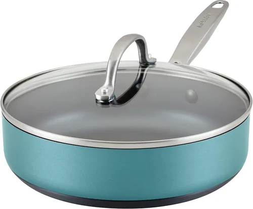 Vista 16 de Anolon Achieve - Juego de ollas y sartenes antiadherentes anodizadas duras, 9 piezas, color crema