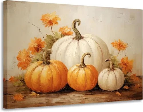 Vista 7 de GLOKAKA Estampado de calabaza, impresiones de otoño, decoración de fiesta de otoño, decoración de hojas de pared de otoño, decoración de Halloween