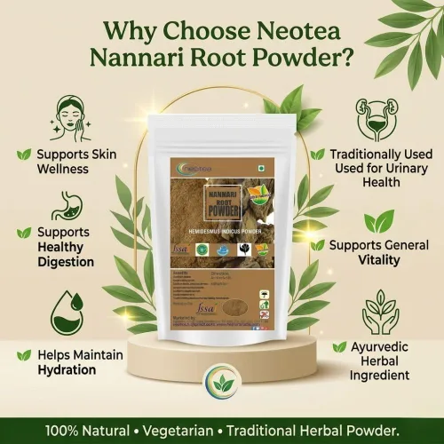 Vista 8 de neotea Nannari Root Powder (Hemidesmus indicus) Pure Indian Sarsaparilla Root Powder – Fine Herbal Powder for Traditional Drinks & Botanical