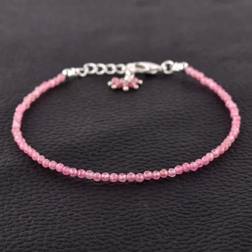 Vista 47 de Natural Gemstone Micro Round Beads Dainty Choker Bangle Bracelet, Handmade Jewelry for Women, Healing Chakra Crystals Silver Plated Chain 8 inch