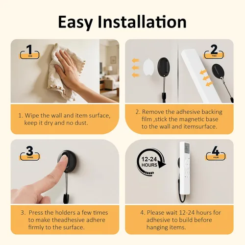 Vista 5 de Soporte magnético de silicona para control remoto con cable de seguridad 3 Negro
