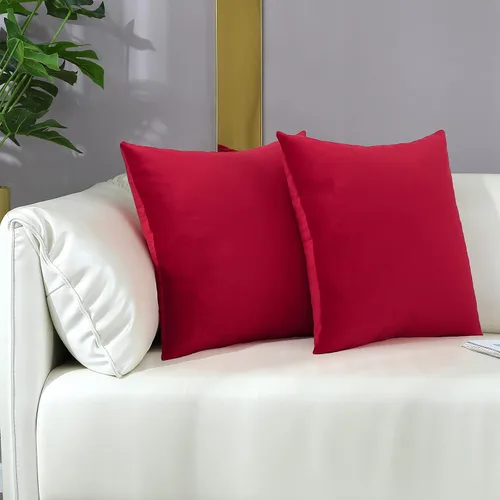 Vista 3 de mixeoo Comfy - Juego de 2 fundas de almohada decorativas de terciopelo grueso sólido y grueso, súper suaves, decoración del hogar para sofá, sala