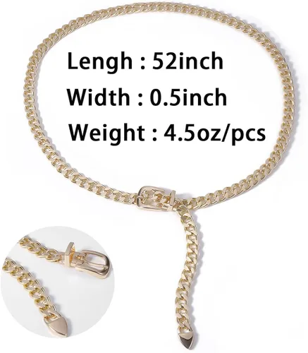 Vista 7 de KunJoe Cinturón de cadena para mujer, cadena de cinturón grueso, cadena de oro