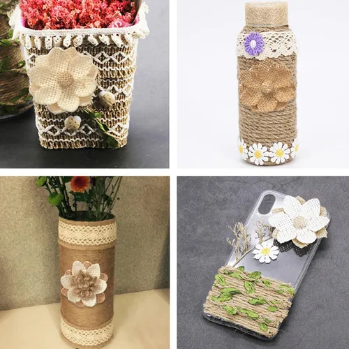 Vista 5 de 40 piezas de flores de arpillera hechas a mano, flores rústicas para el hogar, ramos de manualidades, decoración de fiesta de boda