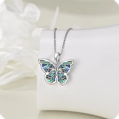 Vista 3 de URONE Collar con colgante de mariposa para mujer, plata de ley, joyería de mariposa, regalos para mujer