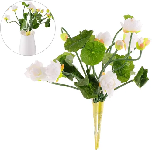 Vista 6 de BESTOYARD 2 piezas de flores artificiales de loto, flores de lirio de agua, plantas florales, tallos de vegetación, arreglo de flores falsas