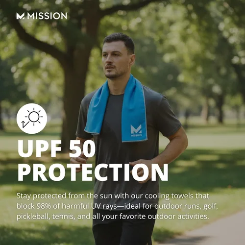 Vista 8 de MISSION Toalla refrescante original, microfibra suave y duradera, enfría hasta 2 horas, protección solar UPF 50, lavable a máquina Jaspe