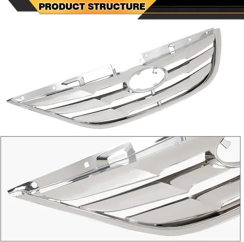 Vista 7 de CNNELL Parrilla delantera montaje cromo ABS plástico compatible con Hyundai Sonata 2011 2012 2013 HY1200154 863503S100