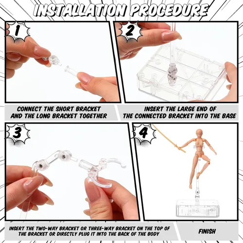 Vista 4 de Meooeck 4 Juegos de Figuras de Acción Modelo de Cuerpo de PVC para Artistas Maniquí de Dibujo Articulado para Pintura, Bocetos, Regalos de Beige