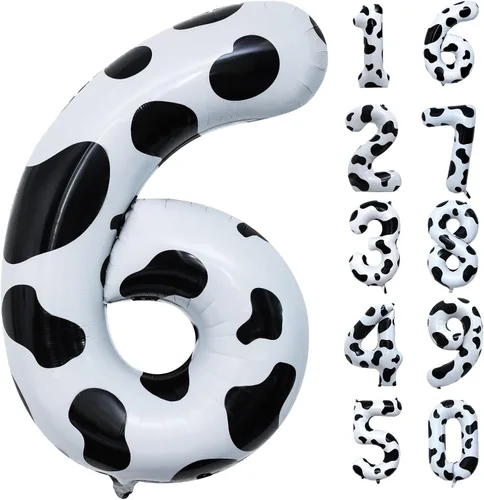Vista 7 de Globo con estampado de vaca número 5, 40 pulgadas