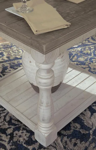 Vista 4 de Signature Design by Ashley Havalance Farmhouse - Mesa auxiliar de madera de Gris/Blanco