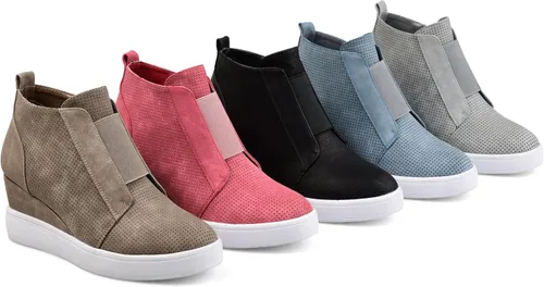 Vista 6 de Journee Collection Womens Clara Comfort Wedge Heel Sneakers with Round-Toe and Perforated Details