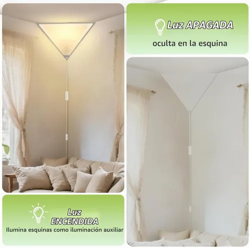 Vista 5 de Lámpara de esquina de lino con interruptor, lámparas de techo de esquina para sala de estar, lámpara de techo enchufable para áreas oscuras, lámpara
