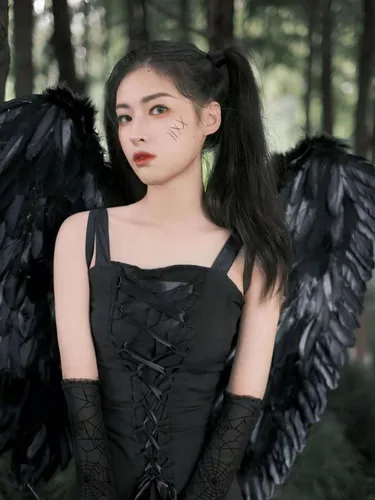 Vista 4 de Alas de ángel de plumas de Halloween, disfraces de cosplay, fiesta, accesorios de Navidad para mujeres adultas, niñas (31.5 x 23.6 pulgadas)