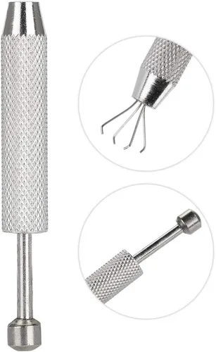 Vista 6 de Soporte profesional para púas, herramienta de recogida de acero inoxidable, 4 puntas, pinzas de garra, piezas de cuentas, pinzas de punta