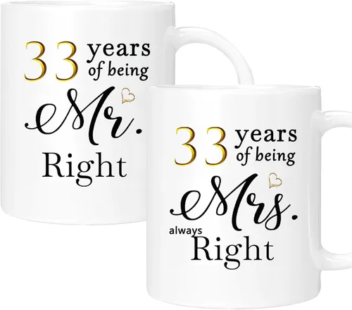 Vista 58 de Juego de 2 tazas de café para el 10º aniversario, regalos de boda para parejas, padres, hombres, mujeres, marido, esposa, él, ella, caja de regalo