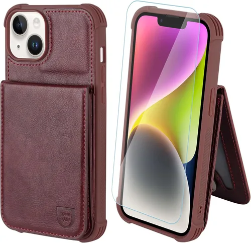 Vista 16 de VANAVAGY Funda tipo cartera compatible con iPhone 14 Pro Max para mujeres y hombres, de piel sintética, cierre magnético, con bloqueo RFID Negro