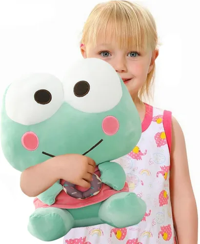 Vista 2 de ELAINREN Rana de peluche con rosquilla, ultra suave, juguete de peluche de rana verde Kawaii, muñeca de peluche de rana Fernando, regalo de 13.8