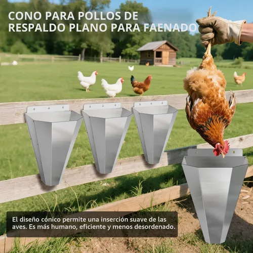 Vista 3 de Cono de pollo grande para carnicería, conos de acero inoxidable