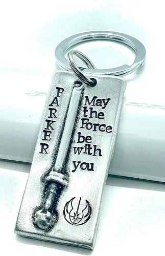 Vista 5 de Regalo personalizado para novio Llavero Jedi Marido May the force be with you Sable de luz