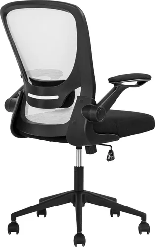 Vista 11 de Silla ergonómica de malla para oficina, con respaldo lumbar, giratoria, con ruedas, ejecutiva, con brazos y respaldo medio ajustable, para Azul