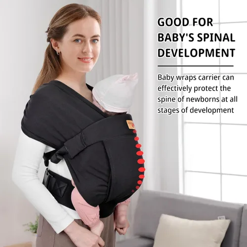 Vista 5 de Fular Portabebés Bandolera, Portabebés para Recién Nacidos y Niños Pequeños, Amigable con la Piel y Suave Envoltura Frontal para Bebés, Regalos