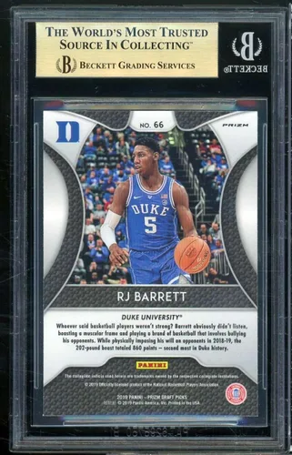 Vista 2 de RJ Barrett Rookie 2019-20 Panini Prizm Draft Picks Prizms Silver #66 BGS 9.5
