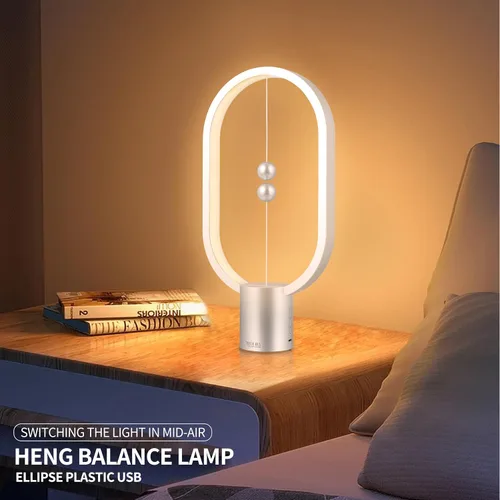 Vista 6 de Heng - Luz de equilibrio, lámpara de mesa LED alimentada por USB, creativa, luz nocturna con interruptor magnético, lámpara de mesa regulable