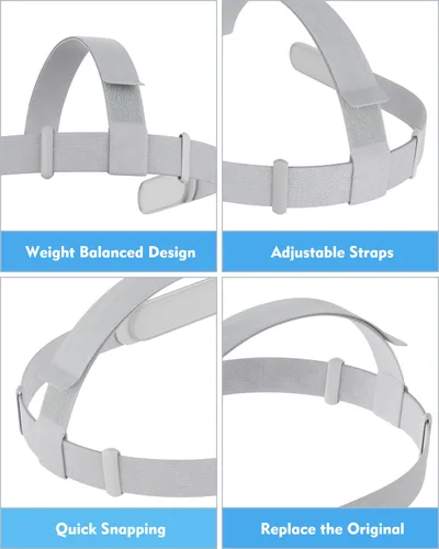 Vista 4 de Head Strap for Oculus Quest 2 Headset, TanReginal Original Replacement Head Strap for Meta Quest 2 Headstrap with 4 Pcs Controller Thumb Grip Caps