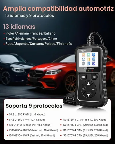 Vista 5 de Escáner OBD2 Lector de código de automóvil Soporte de prueba de voltaje Plug and Play Fixd Car CAN Herramienta de escaneo de diagnóstico Leer y Negro