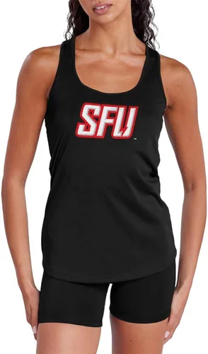 Vista 435 de Camiseta deportiva sin mangas oficial de NCAA Collegiate para mujer, con espalda cruzada, colección con logotipo primario
