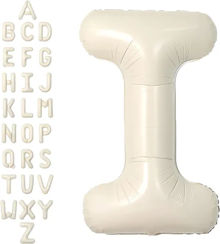 Vista 51 de SUWEN Globos de helio grandes de 102 cm (40 pulgadas) con letra S en color crema. Globos grandes de papel de aluminio con letra en helio, de A a Z.