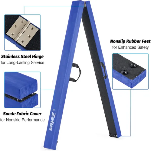 Vista 3 de ZELUS Viga de Equilibrio de Gimnasia Plegable de 8', Viga de Equilibrio de Suelo con Asas de Transporte, Base Antideslizante para Niños