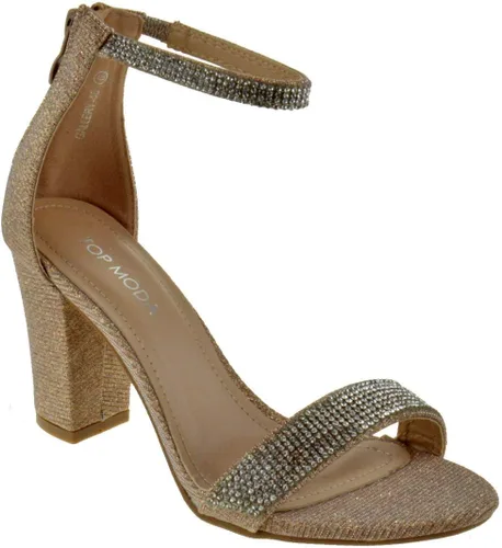 Vista 36 de TOP MODA Hannah-1 - Sandalias de tacón alto con tira en el tobillo elegantes, suela antideslizante, para boda, fiesta, baile de graduación Beige