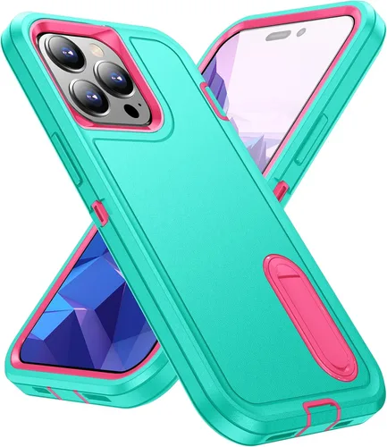 Vista 36 de IDweel Funda para iPhone 15 con soporte, protección resistente a los golpes, antiarañazos, delgada, ligera, protectora resistente, funda rígida