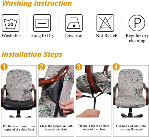 Vista 7 de Fundas elásticas para sillas de oficina, extraíbles y lavables, antipolvo, de elastano, fundas protectoras para sillas giratorias universales, Beige